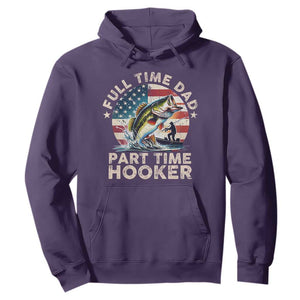 Funny Full Time Dad Part Time Hooker Hoodie Fishing Dad American Flag TS11 Purple Print Your Wear