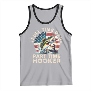 Funny Full Time Dad Part Time Hooker Tank Top Fishing Dad American Flag TS11 Athletic Heather Black Print Your Wear