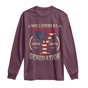 Funny Gen Y Long Sleeve Shirt Millennial proud Member Of Y Generation TS11 Maroon Print Your Wear