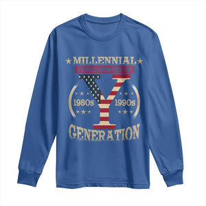 Funny Gen Y Long Sleeve Shirt Millennial proud Member Of Y Generation TS11 Royal Blue Print Your Wear