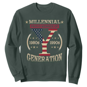 Funny Gen Y Sweatshirt Millennial proud Member Of Y Generation TS11 Dark Forest Green Print Your Wear