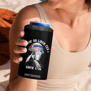 Funny George Washington 4 in 1 Can Cooler Tumbler 4th Of July Sippin On Liber Tea Liberty American Flag 1776 TS10 Print Your Wear