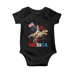 Funny George Washington Riding a Tyrannosaurus Rex 'Merica Baby Onesie American Flag TS11 Black Print Your Wear