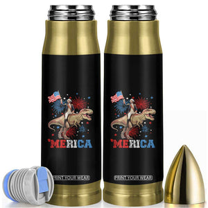 Funny George Washington Riding a Tyrannosaurus Rex 'Merica Bullet Tumbler American Flag TS11 Black Print Your Wear