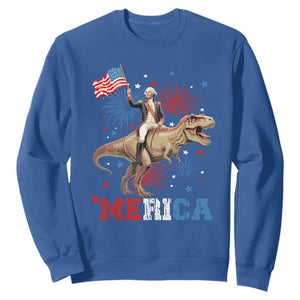 Funny George Washington Riding a Tyrannosaurus Rex 'Merica Sweatshirt American Flag TS11 Royal Blue Print Your Wear
