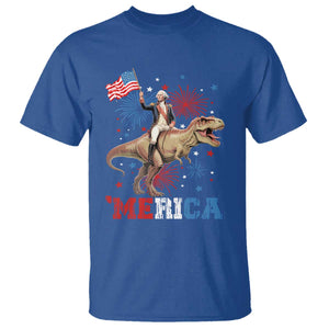 Funny George Washington Riding a Tyrannosaurus Rex 'Merica T Shirt American Flag TS11 Royal Blue Print Your Wear