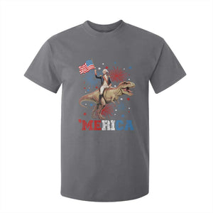 Funny George Washington Riding a Tyrannosaurus Rex 'Merica T Shirt For Kid American Flag TS11 Charcoal Print Your Wear