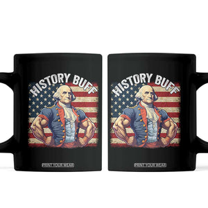 Funny George Washington Weightlifting History Buff Coffee Mug 4th of July Patriotic TS11 Black Print Your Wear