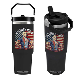 Funny George Washington Weightlifting History Buff Flip Straw Tumbler 4th of July Patriotic TS11 One Size: 30 oz Black Print Your Wear