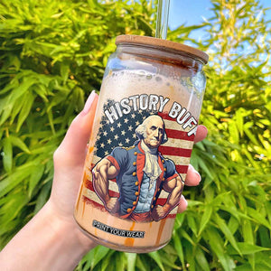 Funny George Washington Weightlifting History Buff Glass Can 4th of July Patriotic TS11 Print Your Wear