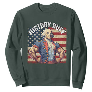 Funny George Washington Weightlifting History Buff Sweatshirt 4th of July Patriotic TS11 Dark Forest Green Print Your Wear