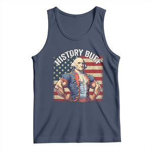 Funny George Washington Weightlifting History Buff Tank Top 4th of July Patriotic TS11 Navy Print Your Wear