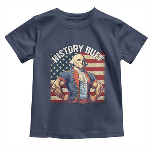 Funny George Washington Weightlifting History Buff Toddler T Shirt 4th of July Patriotic TS11 Navy Print Your Wear