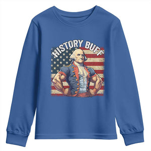 Funny George Washington Weightlifting History Buff Youth Sweatshirt 4th of July Patriotic TS11 Royal Blue Print Your Wear