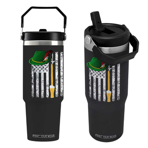 Funny German Beer Flip Straw Tumbler Oktoberfest Vintage American Flag Alpine hat TS11 One Size: 30 oz Black Print Your Wear