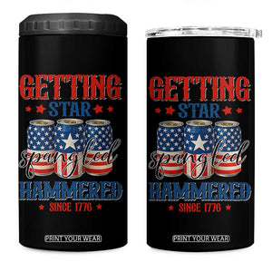 Funny Getting Star Spangled Hammered Since 1776 4 in 1 Can Cooler Tumbler 4th of July Beers American Flag TS11 One Size: 16 oz Black Print Your Wear