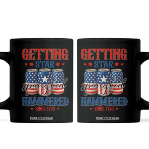 Funny Getting Star Spangled Hammered Since 1776 Coffee Mug 4th of July Beers American Flag TS11 Black Print Your Wear