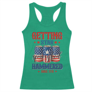 Funny Getting Star Spangled Hammered Since 1776 Racerback Tank Top 4th of July Beers American Flag TS11 Irish Green Print Your Wear