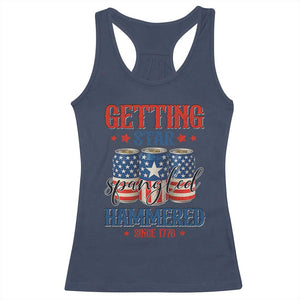 Funny Getting Star Spangled Hammered Since 1776 Racerback Tank Top 4th of July Beers American Flag TS11 Navy Print Your Wear