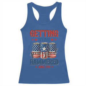 Funny Getting Star Spangled Hammered Since 1776 Racerback Tank Top 4th of July Beers American Flag TS11 Royal Blue Print Your Wear