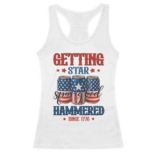Funny Getting Star Spangled Hammered Since 1776 Racerback Tank Top 4th of July Beers American Flag TS11 White Print Your Wear