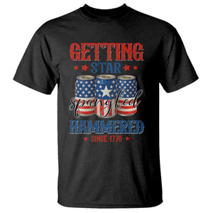 Funny Getting Star Spangled Hammered Since 1776 T Shirt 4th of July Beers American Flag TS11 Black Print Your Wear