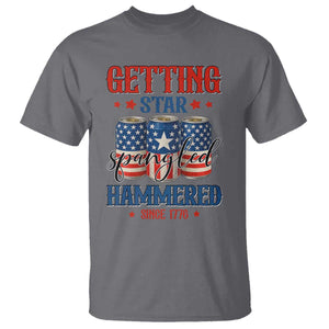 Funny Getting Star Spangled Hammered Since 1776 T Shirt 4th of July Beers American Flag TS11 Charcoal Print Your Wear