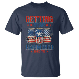 Funny Getting Star Spangled Hammered Since 1776 T Shirt 4th of July Beers American Flag TS11 Navy Print Your Wear