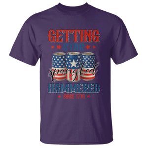Funny Getting Star Spangled Hammered Since 1776 T Shirt 4th of July Beers American Flag TS11 Purple Print Your Wear