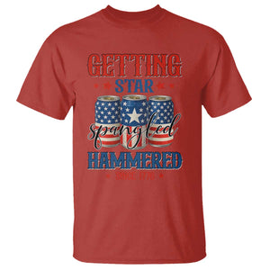 Funny Getting Star Spangled Hammered Since 1776 T Shirt 4th of July Beers American Flag TS11 Red Print Your Wear