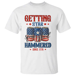 Funny Getting Star Spangled Hammered Since 1776 T Shirt 4th of July Beers American Flag TS11 White Print Your Wear