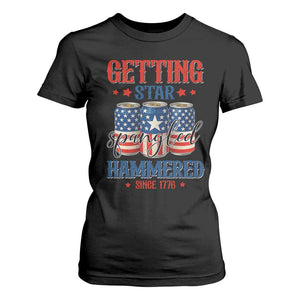Funny Getting Star Spangled Hammered Since 1776 T Shirt For Women 4th of July Beers American Flag TS11 Black Print Your Wear