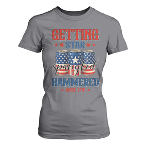 Funny Getting Star Spangled Hammered Since 1776 T Shirt For Women 4th of July Beers American Flag TS11 Charcoal Print Your Wear