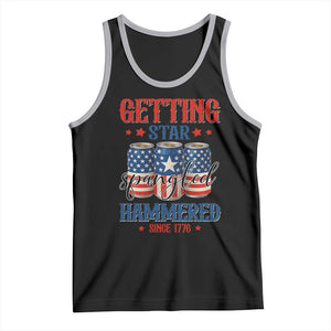 Funny Getting Star Spangled Hammered Since 1776 Tank Top 4th of July Beers American Flag TS11 Black Athletic Heather Print Your Wear