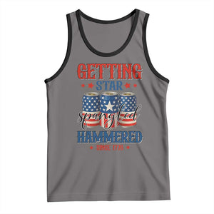 Funny Getting Star Spangled Hammered Since 1776 Tank Top 4th of July Beers American Flag TS11 Deep Heather Black Print Your Wear