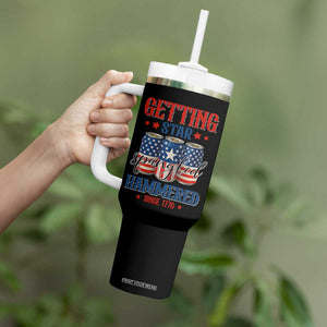 Funny Getting Star Spangled Hammered Since 1776 Tumbler With Handle 4th of July Beers American Flag TS11 Print Your Wear
