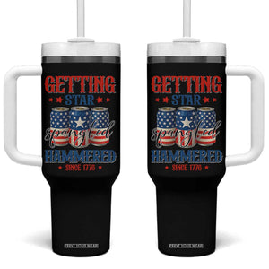 Funny Getting Star Spangled Hammered Since 1776 Tumbler With Handle 4th of July Beers American Flag TS11 One Size: 40 oz Black Print Your Wear