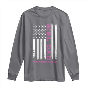 Funny Girl Dad Outnumbered Long Sleeve Shirt Vintage American Flag Father's Day TS11 Print Your Wear