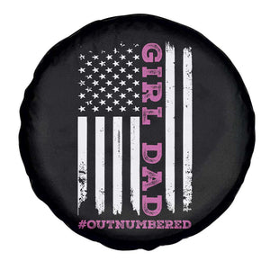 Funny Girl Dad Outnumbered Spare Tire Cover Vintage American Flag Father's Day TS11 Print Your Wear