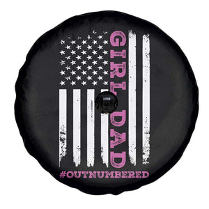 Funny Girl Dad Outnumbered Spare Tire Cover Vintage American Flag Father's Day TS11 Print Your Wear