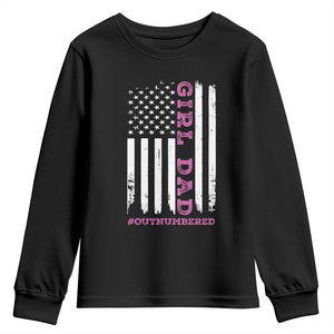 Funny Girl Dad Outnumbered Youth Sweatshirt Vintage American Flag Father's Day TS11 Purple Print Your Wear