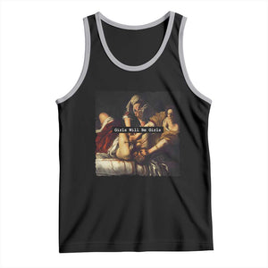 Funny Girls Will Be Girls Feminist Women Tank Top TS11 Black Athletic Heather Print Your Wear