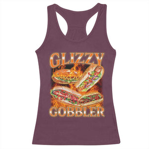 Funny Glizzy Gobbler Racerback Tank Top Glizzy Hot Dog Meme Hilarious TS11 Maroon Print Your Wear