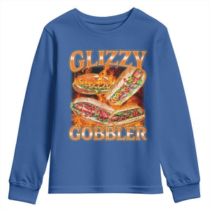 Funny Glizzy Gobbler Youth Sweatshirt Glizzy Hot Dog Meme Hilarious TS11 Royal Blue Print Your Wear