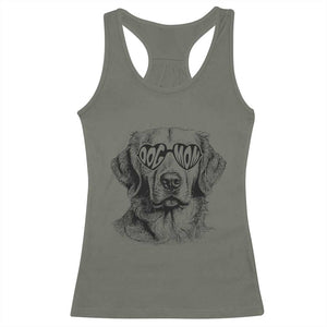 Funny Golden Retirever Dog Mom Racerback Tank Top Heart Shaped Sunglasses TS11 Military Green Print Your Wear