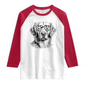 Funny Golden Retirever Dog Mom Raglan Shirt Heart Shaped Sunglasses TS11 White Red Print Your Wear
