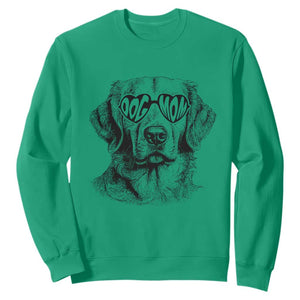 Funny Golden Retirever Dog Mom Sweatshirt Heart Shaped Sunglasses TS11 Irish Green Print Your Wear