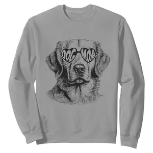 Funny Golden Retirever Dog Mom Sweatshirt Heart Shaped Sunglasses TS11 Sport Gray Print Your Wear