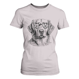 Funny Golden Retirever Dog Mom T Shirt For Women Heart Shaped Sunglasses TS11 Ice Gray Print Your Wear