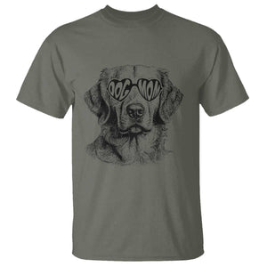 Funny Golden Retirever Dog Mom T Shirt Heart Shaped Sunglasses TS11 Military Green Print Your Wear